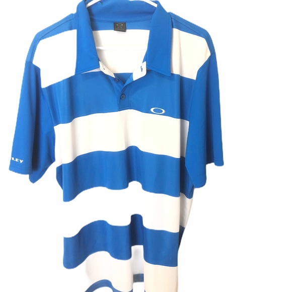 Oakley Other - OAKLEY Blue White Stripe Short Sleeve Polo XL